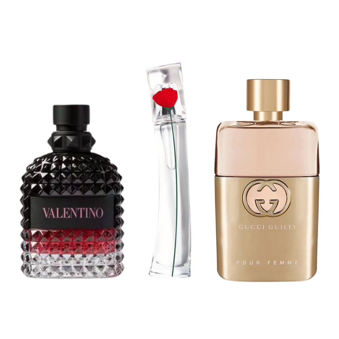 Kit 3 Perfumes - Gucci Guilty, Valentino Intense, Flower Kenzo 100ml