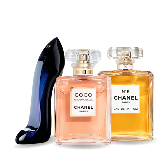 Kit 3 Perfumes - GOOD GIRL, COCO MADEMOISELLE e Chanel Nº5 100ml.