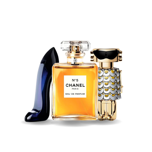 Kit 3 Perfumes - GOOD GIRL, Nº5 e FAME