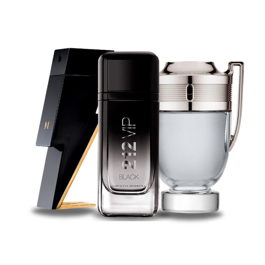 Kit 3 Perfumes - BAD BOY, 212 VIP BLACK e INVICTUS 100 ml