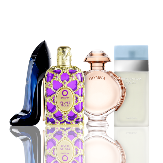 Kit 4 Perfumes - Light Blue + Orientica Velvet Gold + Good Girl + Olympea 100ML Light Blue 100ML