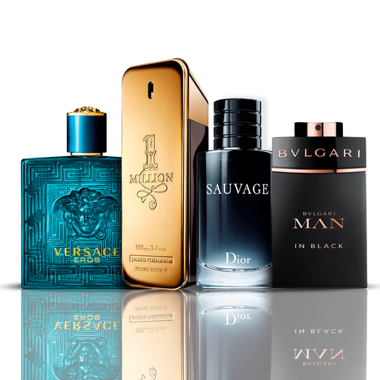 Kit 4 Perfumes - Eros Versace + One Million Paco Rabanne + Bvlgari Man in Black + Sauvage Dior 100ML